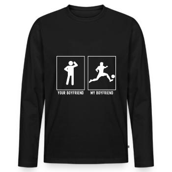 Dein Freund - Mein Freund - Fußballprofi - Männer Premium Bio Langarmshirt - Schwarz - Vorne - Nico (187cm)