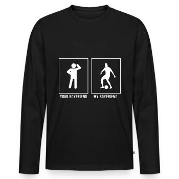 Votre ami - Mon ami - Activité de football (SO) - T-shirt manches longues Premium bio Homme - noir - Devant - Nico (187cm)