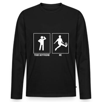 Your Friend - Me - Soccer Kid Kick - Men's Premium Organic Long Sleeve Shirt - black - Front - Nico (187cm)