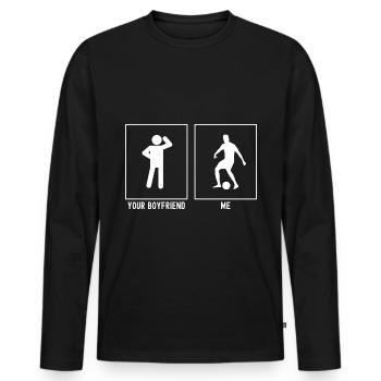 Your Friend - Me - Footballer Center - Men's Premium Organic Long Sleeve Shirt - black - Front - Nico (187cm)