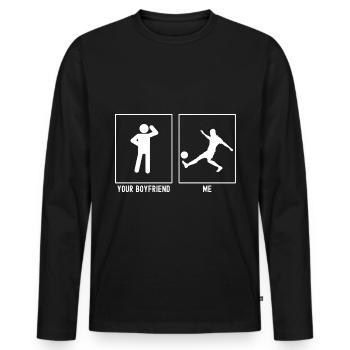 Your Friend - Me - Soccer Player Kick - Men's Premium Organic Long Sleeve Shirt - black - Front - Nico (187cm)