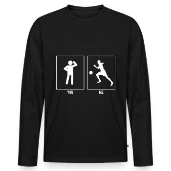 Du - Ich - Fußballer Links - Männer Premium Bio Langarmshirt - Schwarz - Vorne - Nico (187cm)