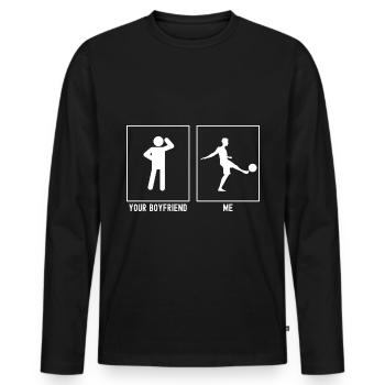 Your Friend - Me - Soccer Ball Kick - Men's Premium Organic Long Sleeve Shirt - black - Front - Nico (187cm)