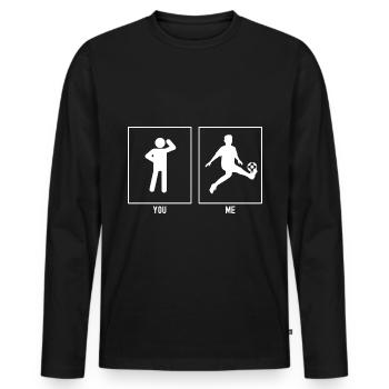 Toi - Moi - Coup de pied de football - T-shirt manches longues Premium bio Homme - noir - Devant - Nico (187cm)