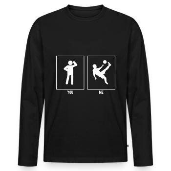 You - Me - Football Flip Kick - Men's Premium Organic Long Sleeve Shirt - black - Front - Nico (187cm)