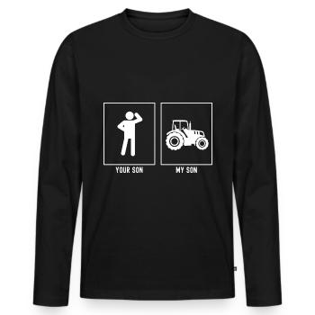 Votre fils - Mon fils - Tracteur agricole - T-shirt manches longues Premium bio Homme - noir - Devant - Nico (187cm)