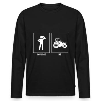 Ton père - Moi - Véhicules agricoles - T-shirt manches longues Premium bio Homme - noir - Devant - Nico (187cm)