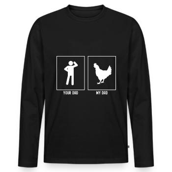 Ton père - Mon père - Poulet de ferme - T-shirt manches longues Premium bio Homme - noir - Devant - Nico (187cm)