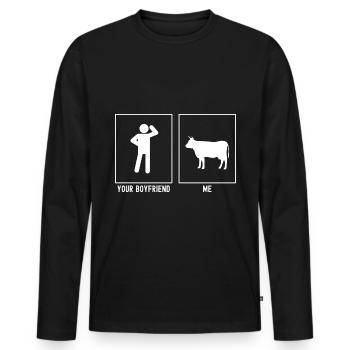 Votre ami - moi - Vache agricole - T-shirt manches longues Premium bio Homme - noir - Devant - Nico (187cm)
