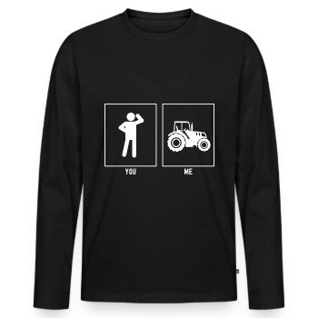 Du - Ich - Landwirtschaftlicher Traktor - Männer Premium Bio Langarmshirt - Schwarz - Vorne - Nico (187cm)