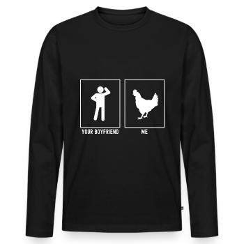 Votre ami - Moi - Poulet de ferme - T-shirt manches longues Premium bio Homme - noir - Devant - Nico (187cm)