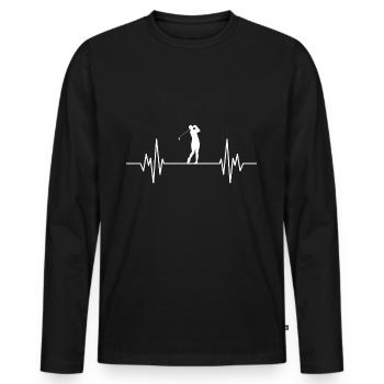 Golf Golfeur Heartbeat - T-shirt manches longues Premium bio Homme - noir - Devant - Nico (187cm)