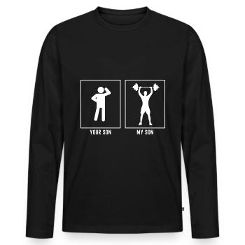 Votre fils - Mon fils - Remise en forme - T-shirt manches longues Premium bio Homme - noir - Devant - Nico (187cm)