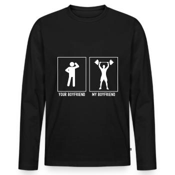 Votre ami - Mon ami - Fitness - T-shirt manches longues Premium bio Homme - noir - Devant - Nico (187cm)