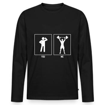 Vous - Moi - Fitness Lifting Hommes - T-shirt manches longues Premium bio Homme - noir - Devant - Nico (187cm)