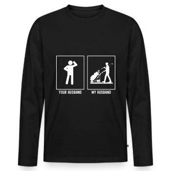 Ihr Ehemann - Mein Ehemann - Golftasche - Männer Premium Bio Langarmshirt - Schwarz - Vorne - Nico (187cm)