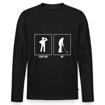 Your Father - Me - Hitting Golf Ball - Men's Premium Organic Long Sleeve Shirt - black - Front - Nico (187cm)