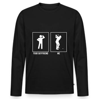 Votre ami - Moi - Le golf avant le coup - T-shirt manches longues Premium bio Homme - noir - Devant - Nico (187cm)