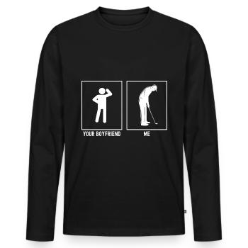 Ihr Freund - Ich - Golf Vorbereitung - Männer Premium Bio Langarmshirt - Schwarz - Vorne - Nico (187cm)