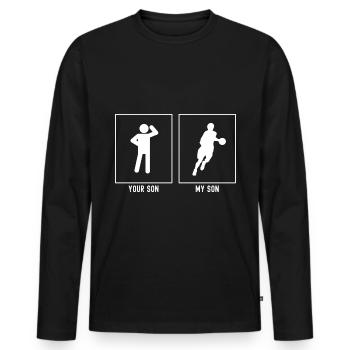 Her Son - My Son - Basketball Running - Men's Premium Organic Long Sleeve Shirt - black - Front - Nico (187cm)