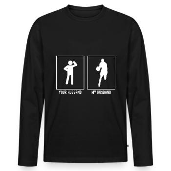 Her Husband - My Husband - Basketball Frontansic - Men's Premium Organic Long Sleeve Shirt - black - Front - Nico (187cm)