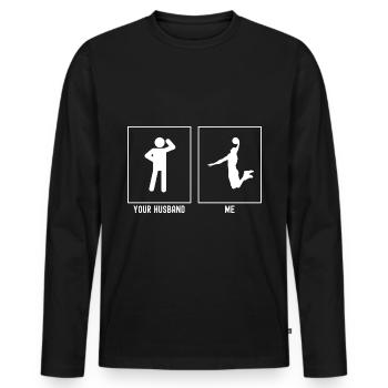 Dein Mann - Ich - Basketball Dunking - Männer Premium Bio Langarmshirt - Schwarz - Vorne - Nico (187cm)