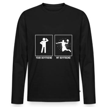 Dein Freund - Mein Freund - Basketball Sun Burst - Männer Premium Bio Langarmshirt - Schwarz - Vorne - Nico (187cm)
