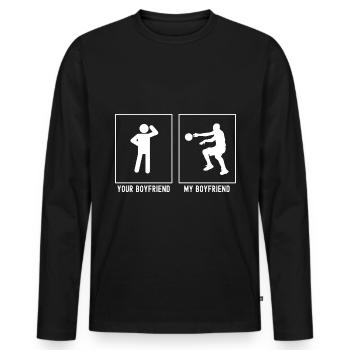 Your Friend - My Friend - Basketball Pass - Men's Premium Organic Long Sleeve Shirt - black - Front - Nico (187cm)