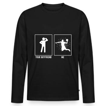 Dein Freund - Ich - Basketball Vektor - Männer Premium Bio Langarmshirt - Schwarz - Vorne - Nico (187cm)