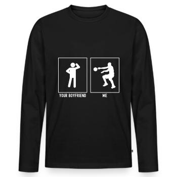 Your Friend - Me - Basketball Pass - Men's Premium Organic Long Sleeve Shirt - black - Front - Nico (187cm)
