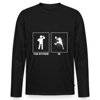 Dein Freund - Ich - Basketball Dunk Illustration - Männer Premium Bio Langarmshirt - Schwarz - Vorne - Nico (187cm)