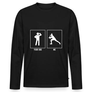 Ton père - Moi - Coup de tennis - T-shirt manches longues Premium bio Homme - noir - Devant - Nico (187cm)
