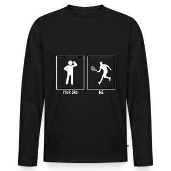Ton père - Moi - Course de tennis - T-shirt manches longues Premium bio Homme - noir - Devant - Nico (187cm)