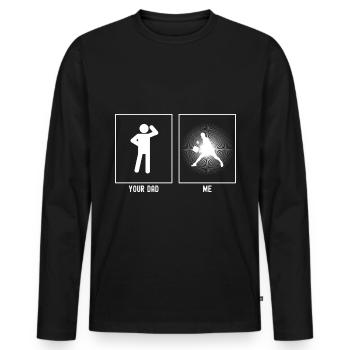 Son père - Moi - Coup extrême de la balle de tennis - T-shirt manches longues Premium bio Homme - noir - Devant - Nico (187cm)