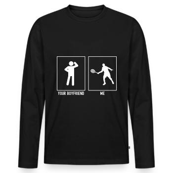 Your friend - Me - Tennis player - Men's Premium Organic Long Sleeve Shirt - black - Front - Nico (187cm)