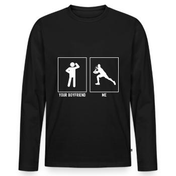 Your Boyfriend - Me - Tennis Hit - Men's Premium Organic Long Sleeve Shirt - black - Front - Nico (187cm)
