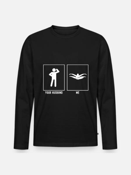 Son mari - moi - nageant - T-shirt manches longues Premium bio Homme - noir