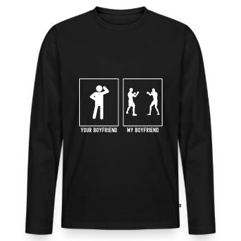 Ihr Freund - Mein Freund - Boxing Fight - Männer Premium Bio Langarmshirt - Schwarz - Vorne - Nico (187cm)
