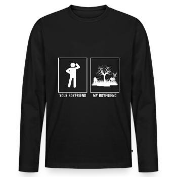Your Friend - My Friend - Hunting Deer - Men's Premium Organic Long Sleeve Shirt - black - Front - Nico (187cm)