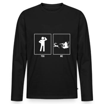 You - I - Hunting deer - Men's Premium Organic Long Sleeve Shirt - black - Front - Nico (187cm)