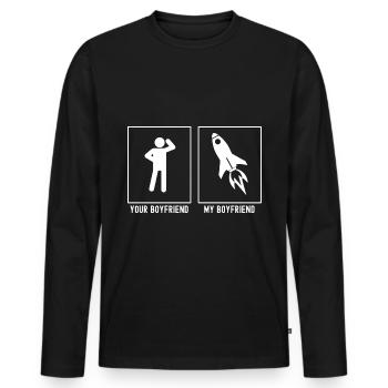 Votre ami - Mon ami - Astronomy Rocket - T-shirt manches longues Premium bio Homme - noir - Devant - Nico (187cm)
