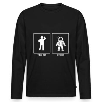 Ton père - Mon père - Astronome Voiture d’astronaute - T-shirt manches longues Premium bio Homme - noir - Devant - Nico (187cm)