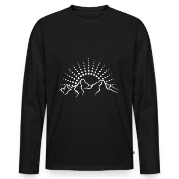 Soleil - Montagne - (2) - T-shirt manches longues Premium bio Homme - noir - Devant - Nico (187cm)