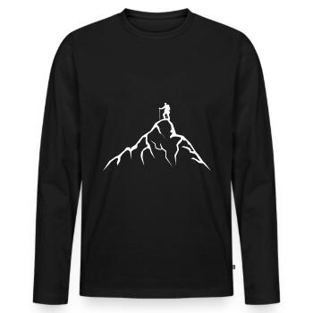 Mountain - Hiking - (14) - Men's Premium Organic Long Sleeve Shirt - black - Front - Nico (187cm)