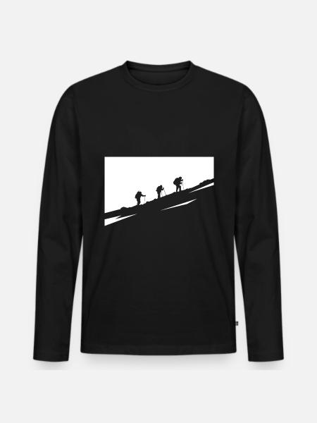 Wandern - (4) - Männer Premium Bio Langarmshirt - Schwarz