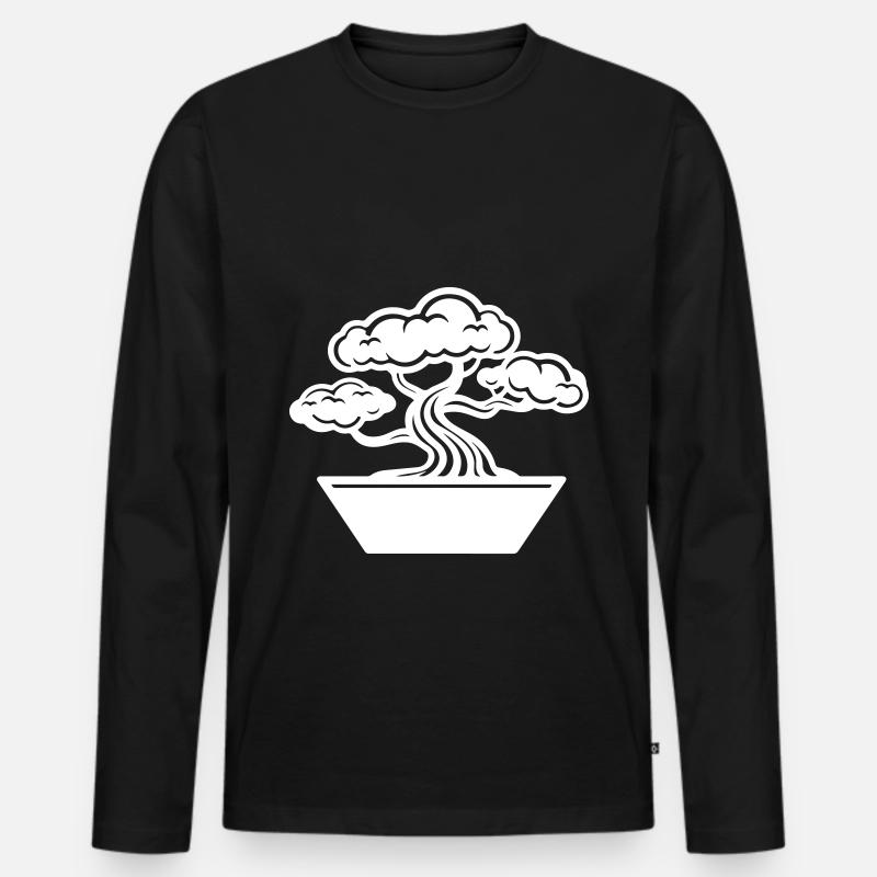 Baum Bonsai Symbol - Männer Premium Bio Langarmshirt - Schwarz