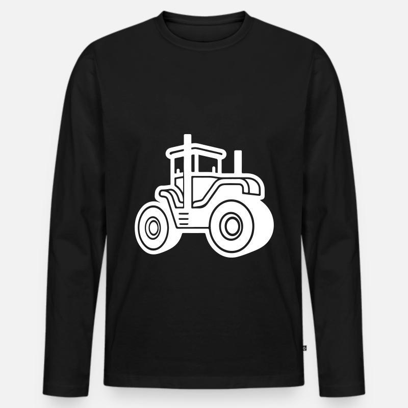 Traktor Bauer Farmer Symbol - Männer Premium Bio Langarmshirt - Schwarz