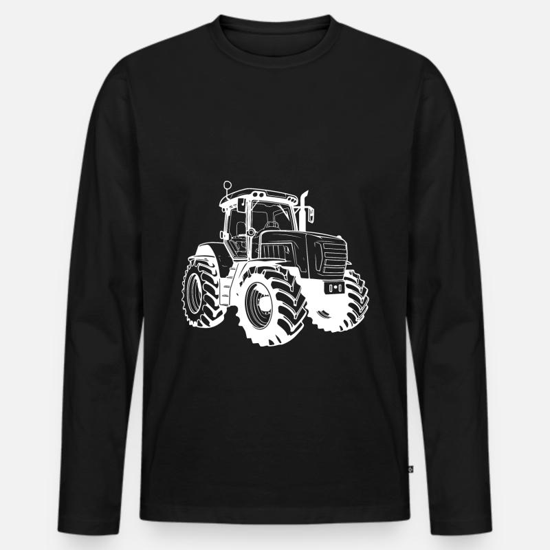 Traktor Silhouette - Männer Premium Bio Langarmshirt - Schwarz