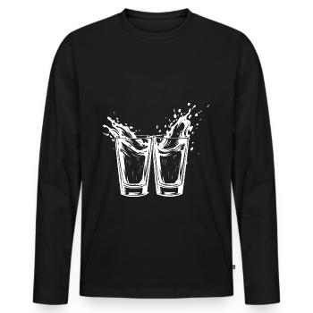 Verre à tequila - T-shirt manches longues Premium bio Homme - noir - Devant - Nico (187cm)