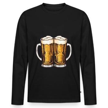 Chope à bière Toast à la bière - T-shirt manches longues Premium bio Homme - noir - Devant - Nico (187cm)